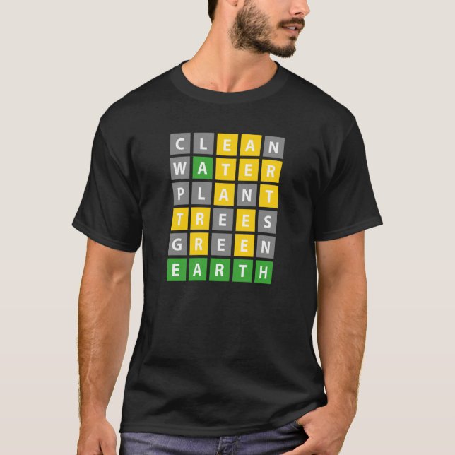 Earth Day Word Game Clean Water Plant Trees Enviro T-Shirt (Vorderseite)