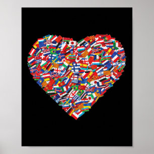 Earth Day World Alle Länder Flaggen im Herzen von  Poster