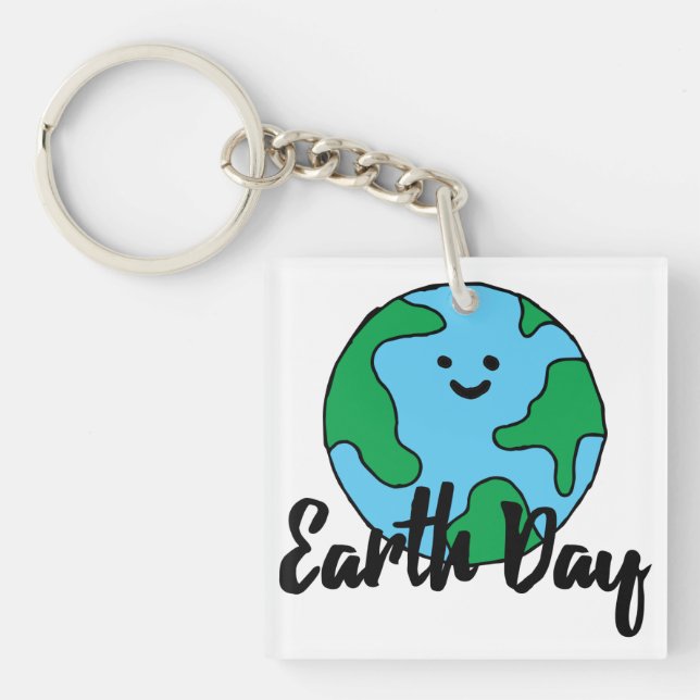 Earth Day World Ecofriendly Icon Happy Earth Clipa Schlüsselanhänger (Vorderseite)