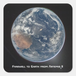 Earth From Artemis II Quadratischer Aufkleber