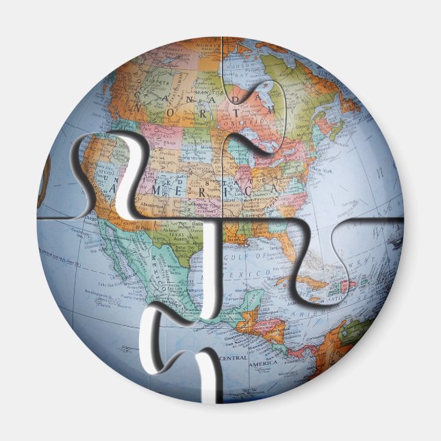 Earth Globe Puzzle Magnet (Vorne)