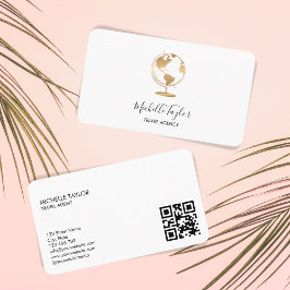 Earth Globe Word Map Reisebüro Agent QR Code Visitenkarte