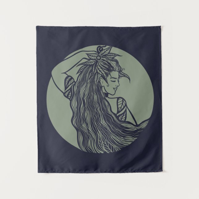 Earth Goddess Green Hexe Pagan Druid Hexen Wandteppich (Vorderseite)