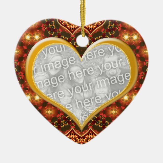 Earth Golden Heart Foto Keramikornament (Vorne)