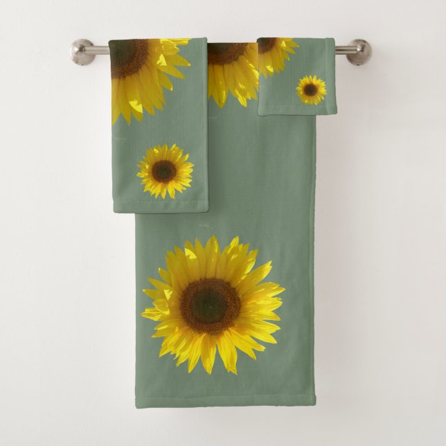 Earth Green Sunflower Badhandtuch Set (Insitu)