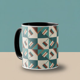 Earth Grid Teal and Brown  Tasse