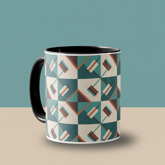 Earth Grid Teal and Brown  Tasse (Von Creator hochgeladen)