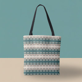 Earth Grid Teal and Brown Tote Tasche