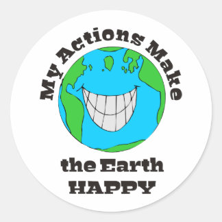 Earth Happy Runder Aufkleber