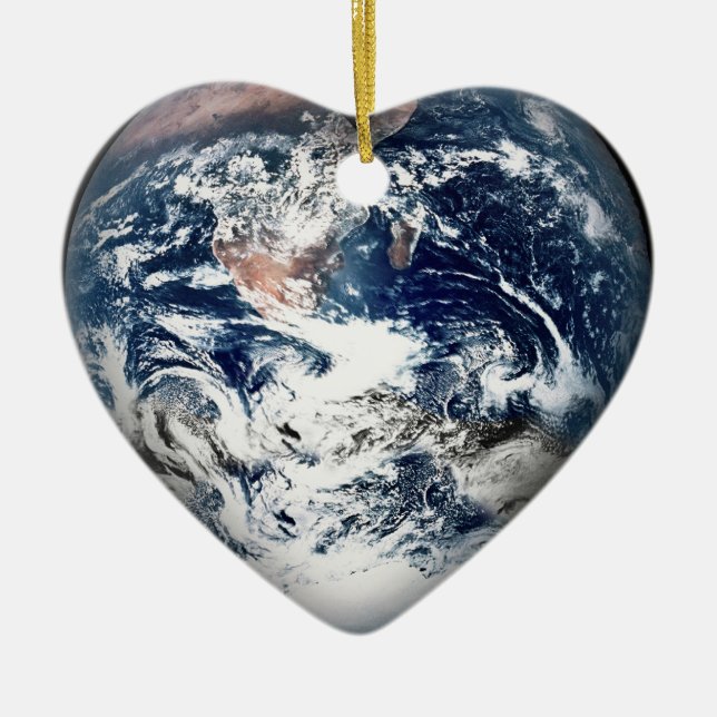 Earth Heart (Hintergrundfarbe hinzufügen) Keramikornament (Vorne)