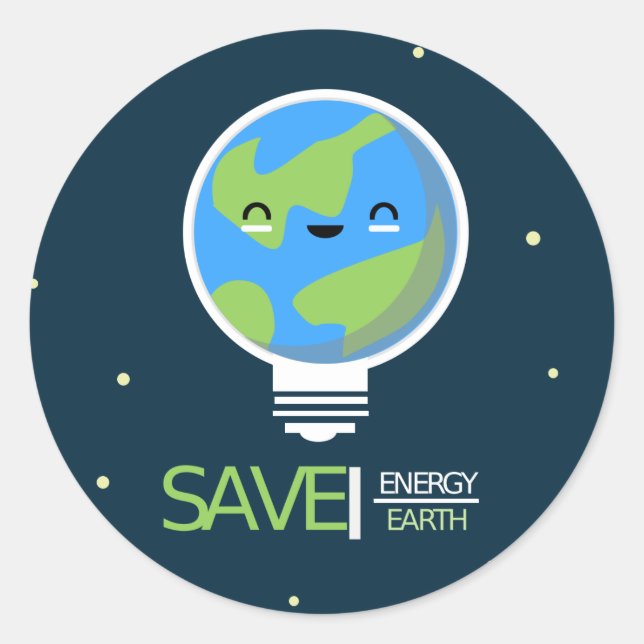 Earth Hour Rett Energy Lightbulle Runder Aufkleber (Vorderseite)