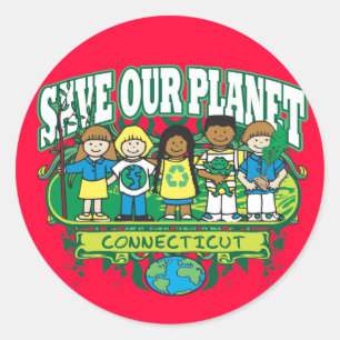Earth Kids Connecticut Runder Aufkleber