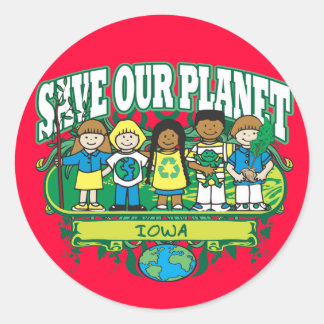 Earth Kids Iowa Runder Aufkleber