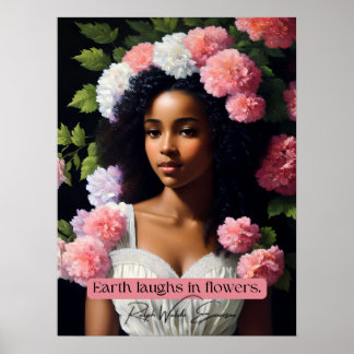 Earth lacht in Blume Ralph Waldo Emerson Zitat Poster