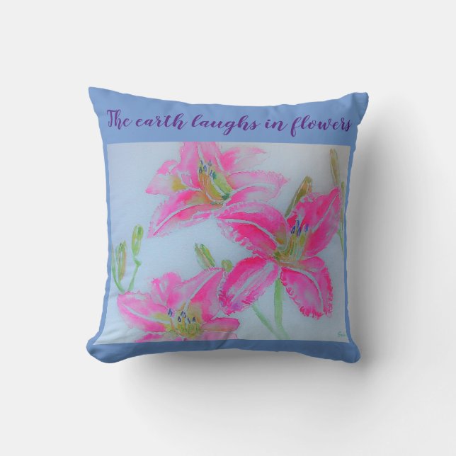 Earth Laughs Blume Wasserfarben-Blumenkissen Kissen (Vorderseite)