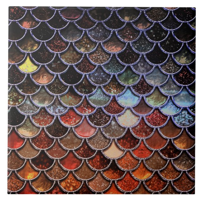 Earth Luxury Glitzer Mermaid Scales Fliese (Vorderseite)