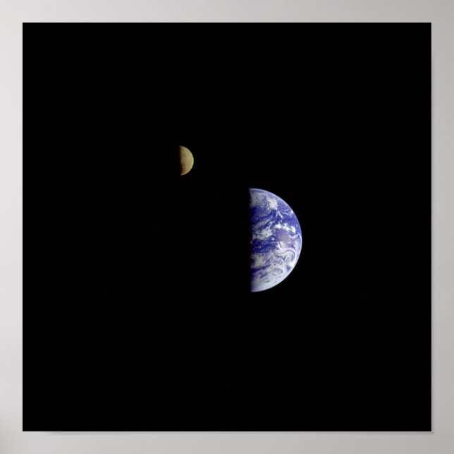 Earth Moon Galileo Weltraumaufnahme Poster (Vorne)