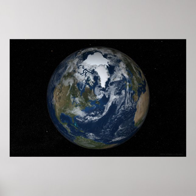 Earth North Polar View 78x52 (60x40) Poster (Vorne)