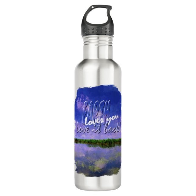 Earth Our Zuhause Blue Summer Sky Sky and Water Edelstahlflasche (Vorderseite)
