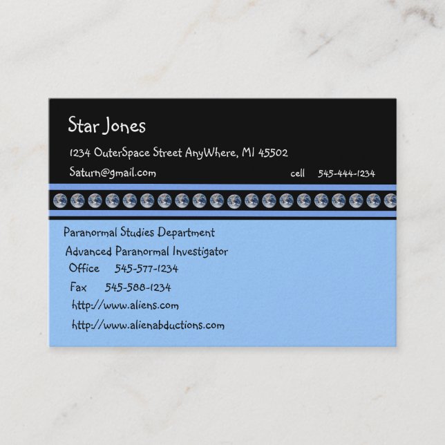 Earth OutSpace Planets Business Cards Visitenkarte (Vorderseite)