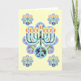 Earth Peace Menorah Cards Feiertagskarte