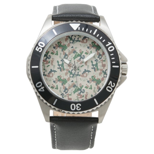 Earth Pixel Woodland  Armbanduhr (Vorderseite)