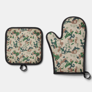 Earth Pixel Woodland  Ofenhandschuh & Topflappen-Set