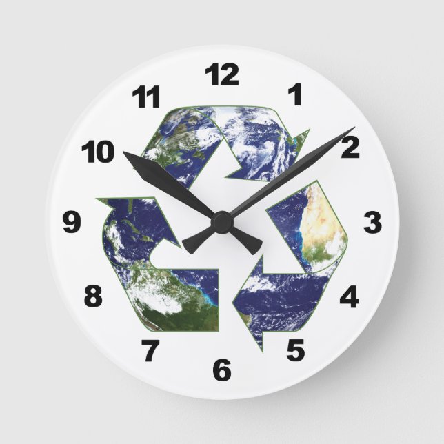 Earth - Recycling Runde Wanduhr (Vorderseite)