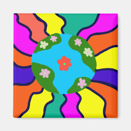 Earth Retro Vibes Art Magnet