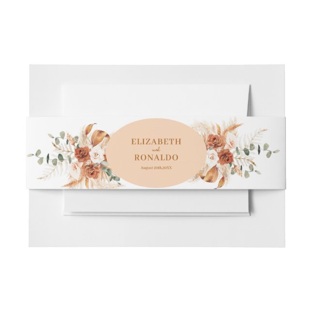 Earth Rustic Floral Bohemisch Terracotta Moderne Einladungsbanderole (Vorderseite Beispiel)