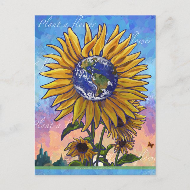 Earth Sunflower Postcard Postkarte (Vorderseite)