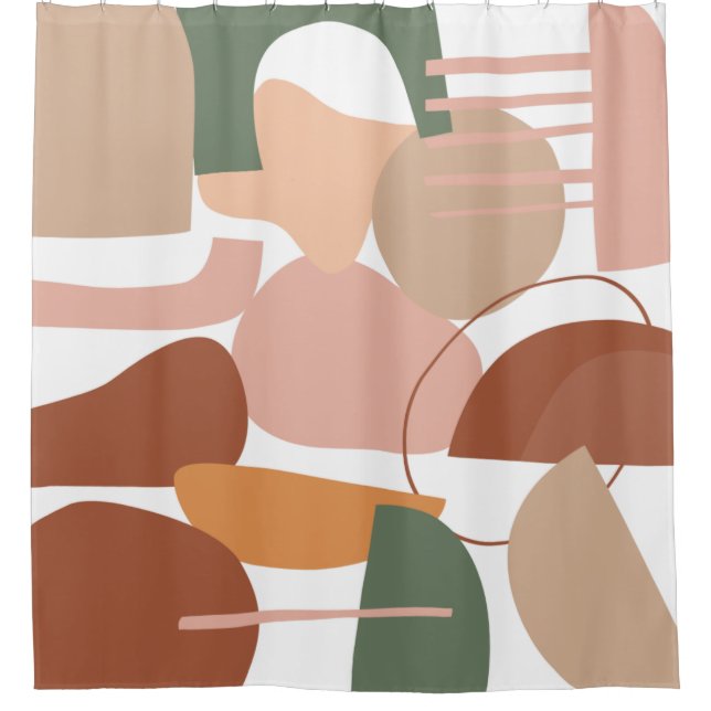 Earth Tone Abstrakt Pattern Duschvorhang (Vorderseite)
