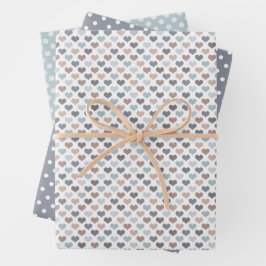 Earth Tone Blue/Seafoam/Gray Wrapping Paper Sheets Geschenkpapier Set
