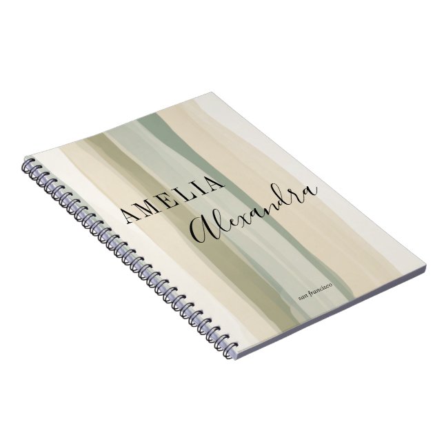 Earth tone Boho Retro Script Abstrakte Wavy Lines Notizblock (Rechte Seite)