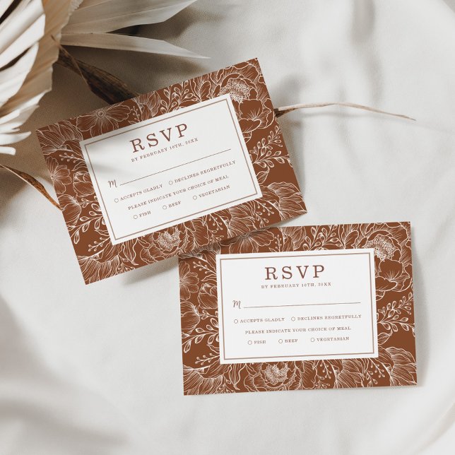 Earth Tone Botanical Floral Wedding RSVP Card Karte (Von Creator hochgeladen)