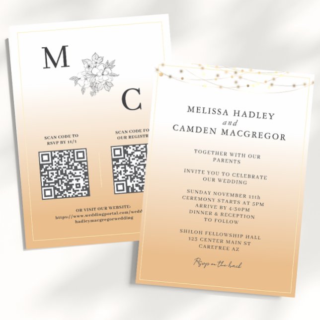 Earth Tone Elegant QR Code Hochzeit Einladung (Von Creator hochgeladen)
