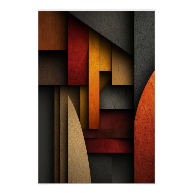 Earth Tone Geometric Layers Abstract Poster (Vorderseite)