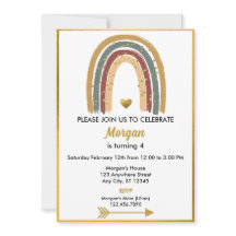 Earth Tone Golden Glitzer Boho Rainbow Birthday