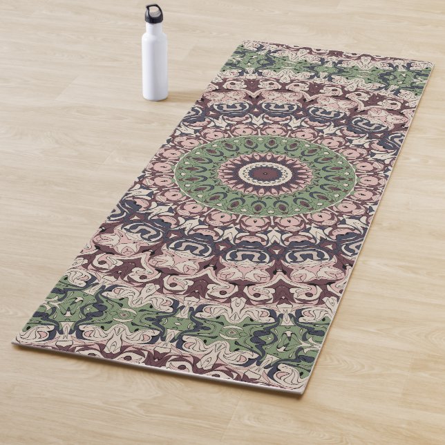 Earth Tone Green und Brown Mandala Pattern Yogamatte (Beispiel)