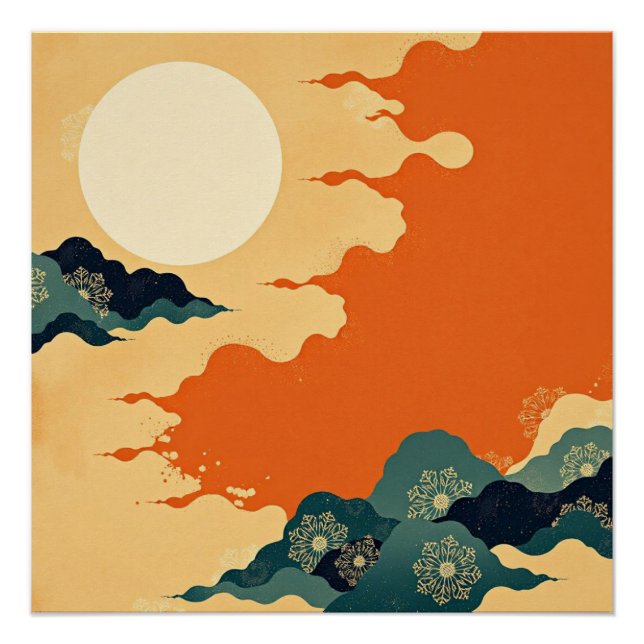 Earth Tone Minimalistisch Japandi Zen Vibes Poster (Vorderseite)