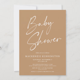 Earth Tone Moderne Minimalistisch Script Baby Dusc Einladung
