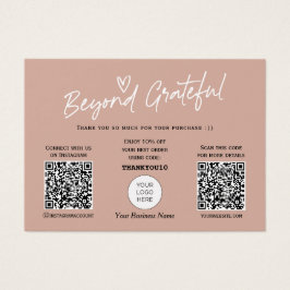 Earth Töne Moderne Skript QR Code danke Karte