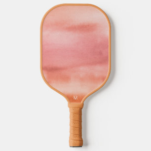 Earth Tone Pink Orange Aquarellfarbenmonogramm Pickleball Schläger