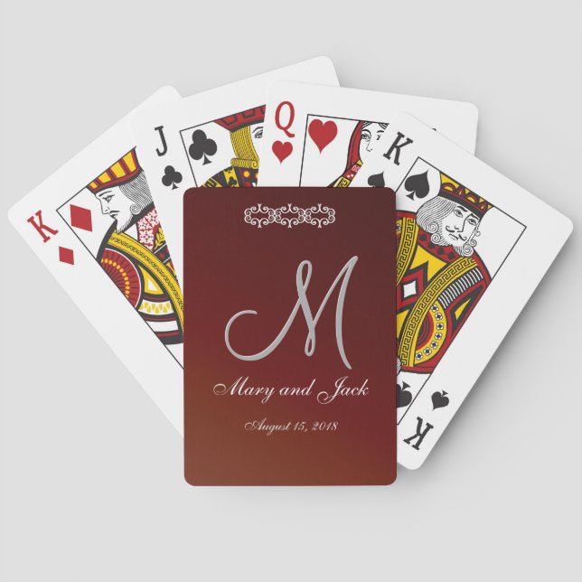 Earth Tone Red 3d Monogramm Spielkarten (Rückseite)