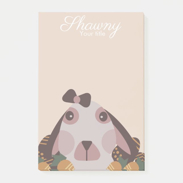Earth Tone Spring Bunny Ostereier Post-it Klebezettel (Vorderseite)