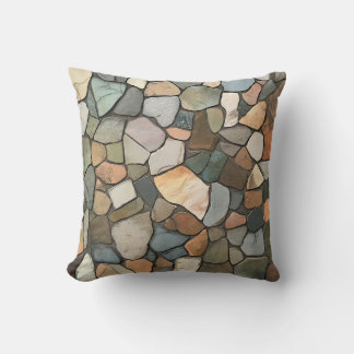Earth Tone Stone Mosaic Pillow Kissen