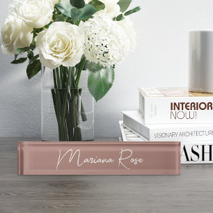 Earth Tone Terracotta Elegantes handgeschriebenes Namensplakette