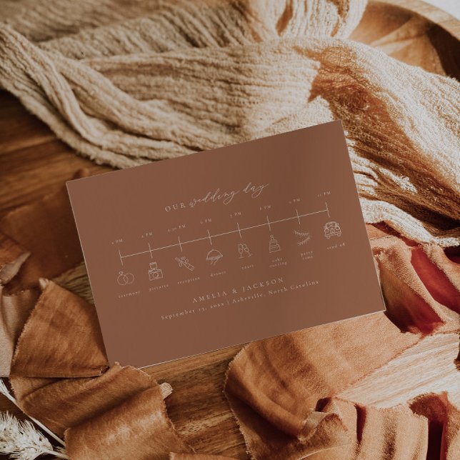 Earth Tone Terracotta Wedding Timeline Insert Card (Von Creator hochgeladen)