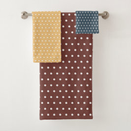 EARTH TONE TINY POLKA DOTS BADHANDTUCH SET
