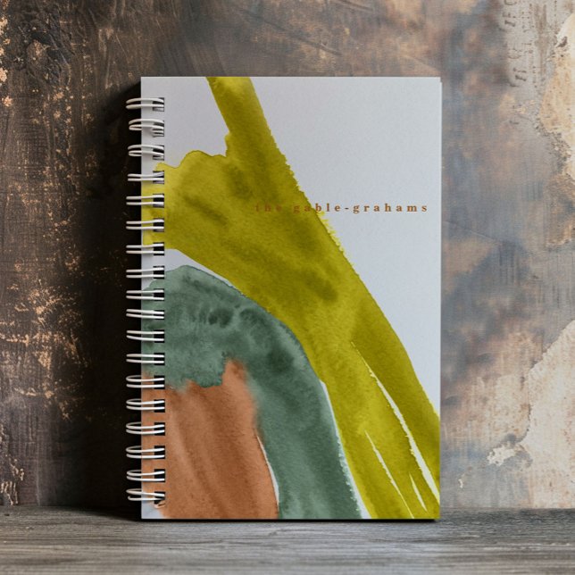 Earth Tone Watercolor Personalisiert Journal Notizbuch (Bold watercolor strokes in earth tones personalized notebook.)